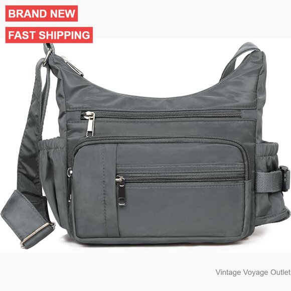 Handbags - Waterproof Nylon Crossbody Bag with RFID Protection, 5 Pockets